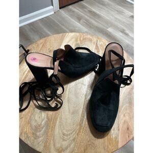 Sigerson Morrison Poise Suede Ankle Wrap Loafer Pumps, Block Heel, Black, size 9